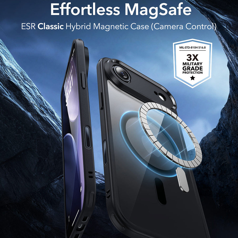 MagSafe hoes voor Apple iPhone 17 Air, ESR, Classic Hybrid, Zwart Transparant