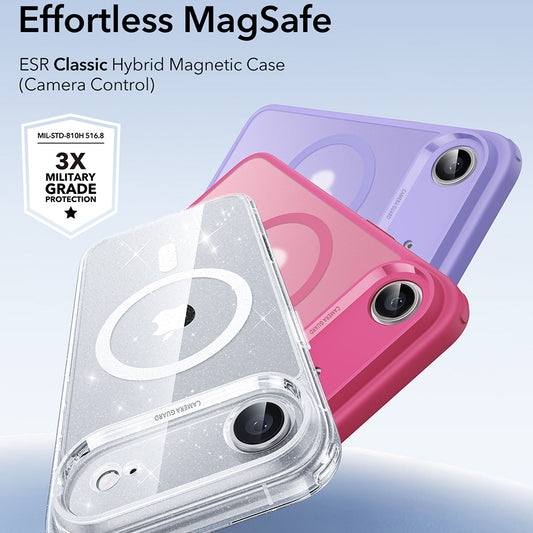 MagSafe hoes voor Apple iPhone 17 Air, ESR, Classic Hybrid Shimmer, Transparant