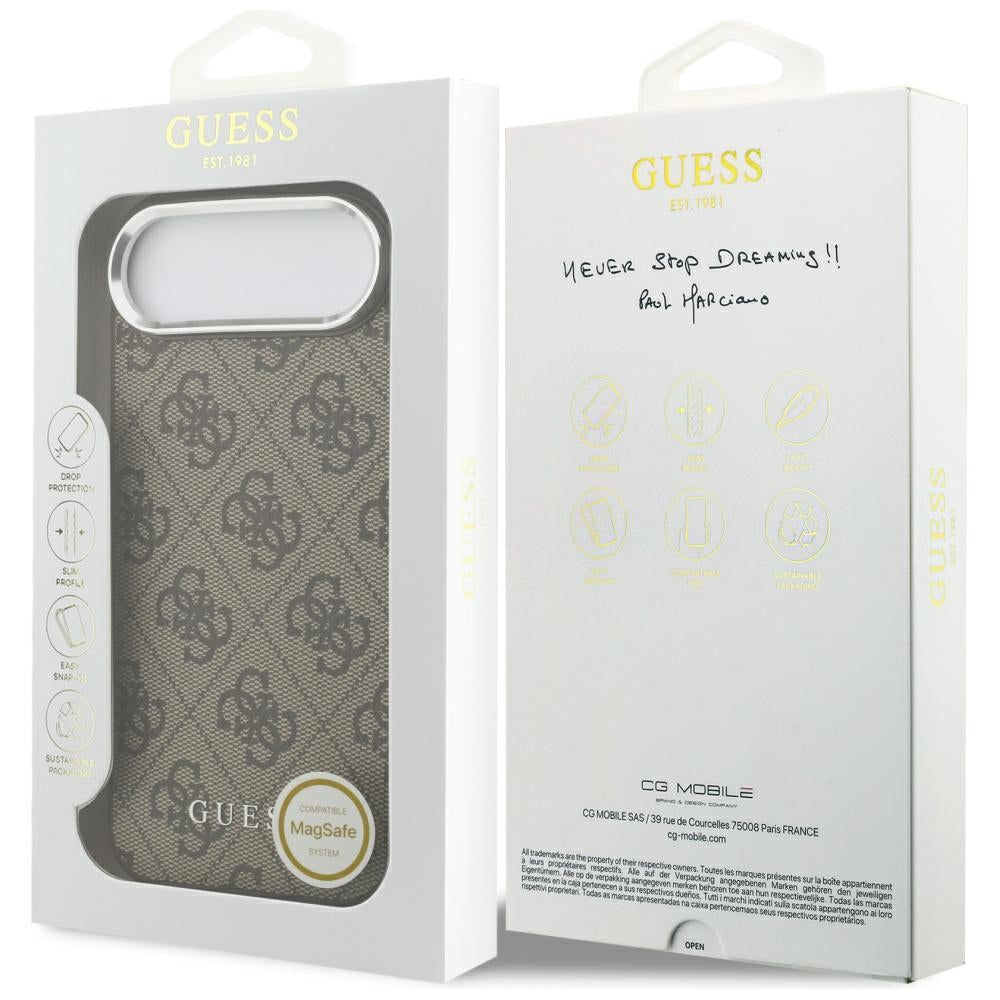 MagSafe hoesje voor Apple iPhone 17 Air, Guess, 4G Classic Logo, Bruin