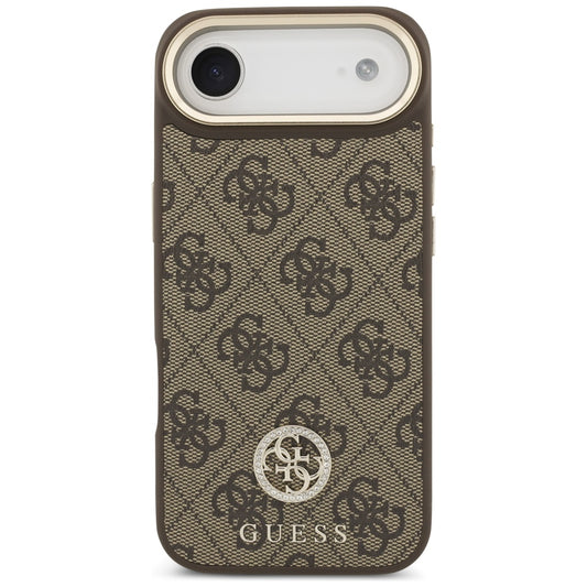 MagSafe hoesje voor Apple iPhone 17 Air, Guess, 4G Strass Logo met Grote Band, Bruin