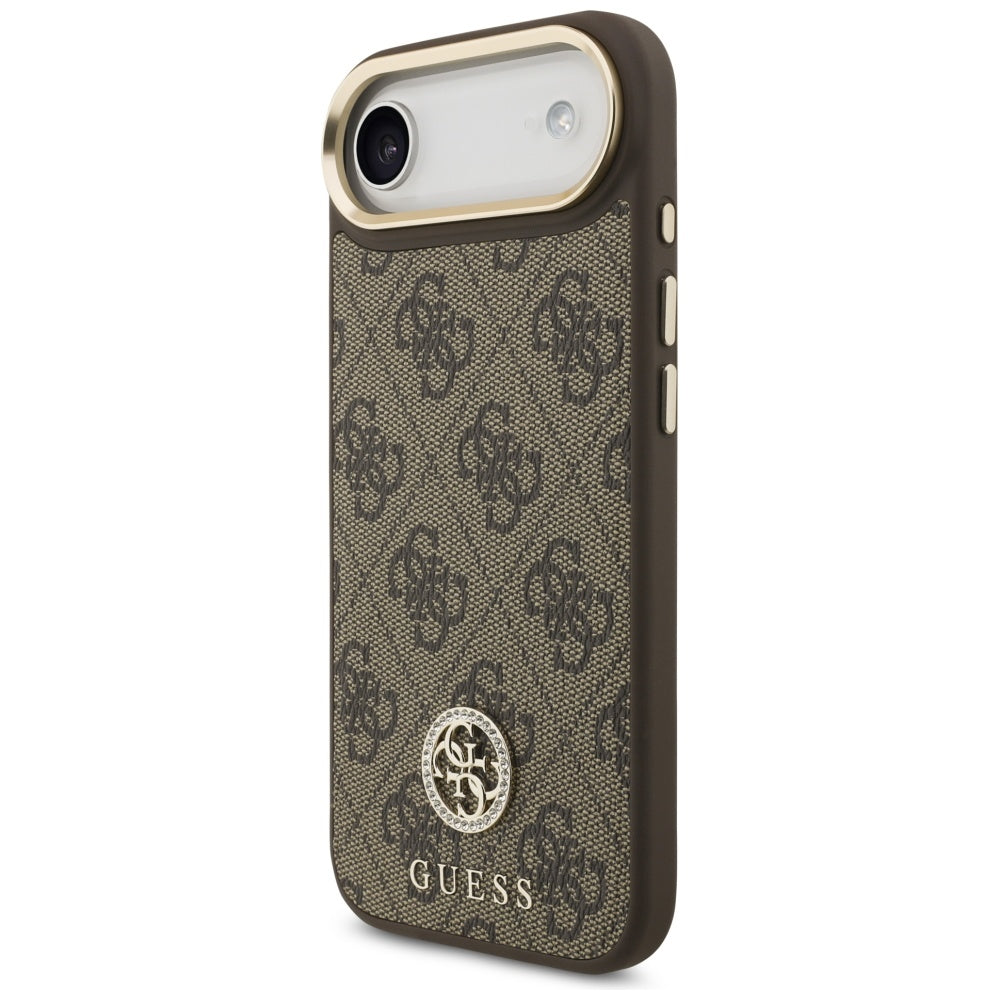 MagSafe hoesje voor Apple iPhone 17 Air, Guess, 4G Strass Logo met Grote Band, Bruin