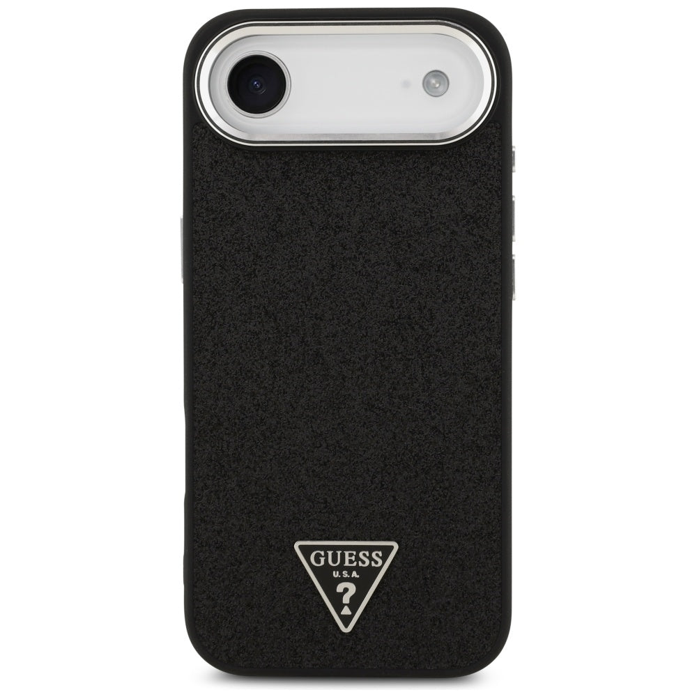 MagSafe hoesje voor Apple iPhone 17 Air, Guess, Glitter Triangle Logo, Zwart