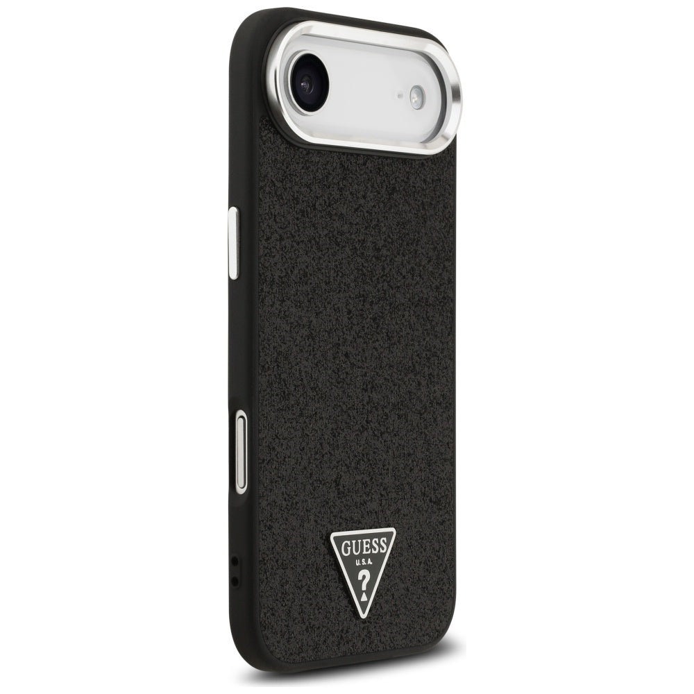 MagSafe hoesje voor Apple iPhone 17 Air, Guess, Glitter Triangle Logo, Zwart