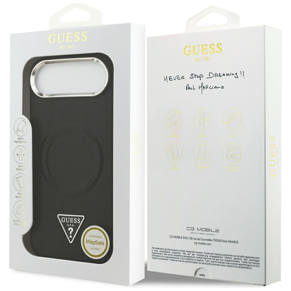 MagSafe hoesje voor Apple iPhone 17 Air, Guess, Triangle Logo, Zwart Zilver
