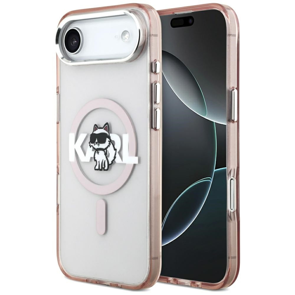 MagSafe hoesje voor Apple iPhone 17 Air, Karl Lagerfeld, IML Sketch Logo Choupette, Roze