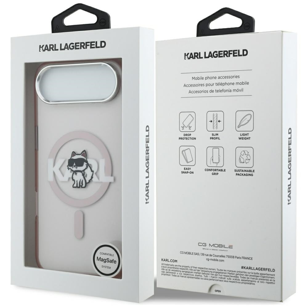 MagSafe hoesje voor Apple iPhone 17 Air, Karl Lagerfeld, IML Sketch Logo Choupette, Roze