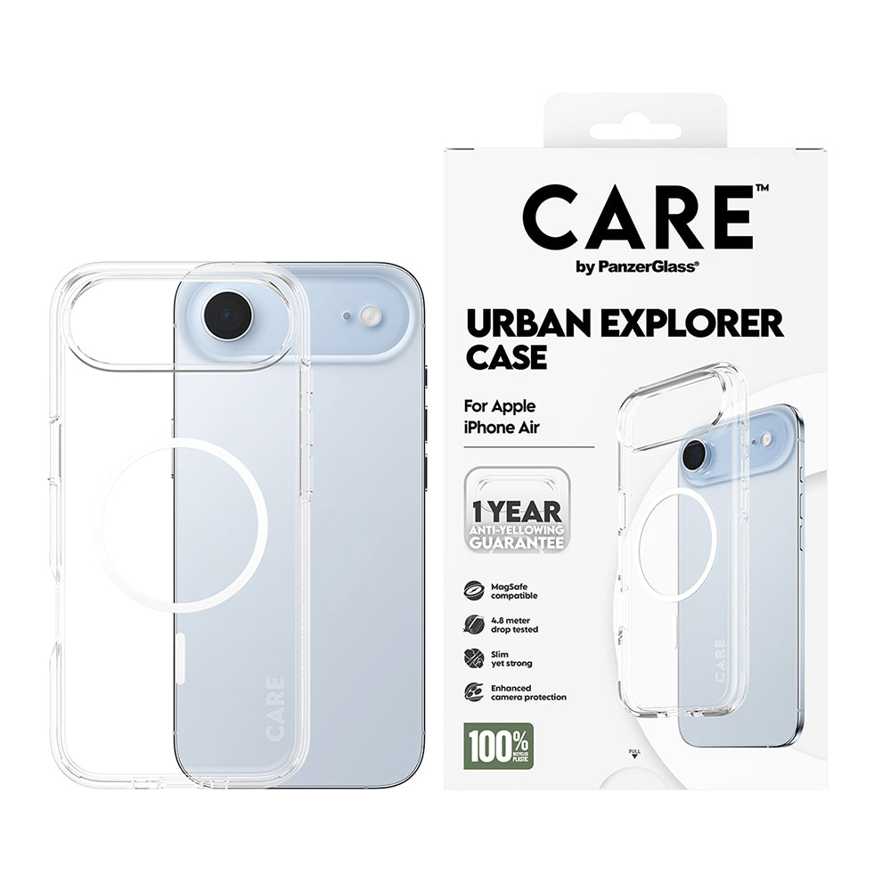 MagSafe hoesje voor Apple iPhone 17 Air, PanzerGlass, Care Urban Explorer, Transparant Wit