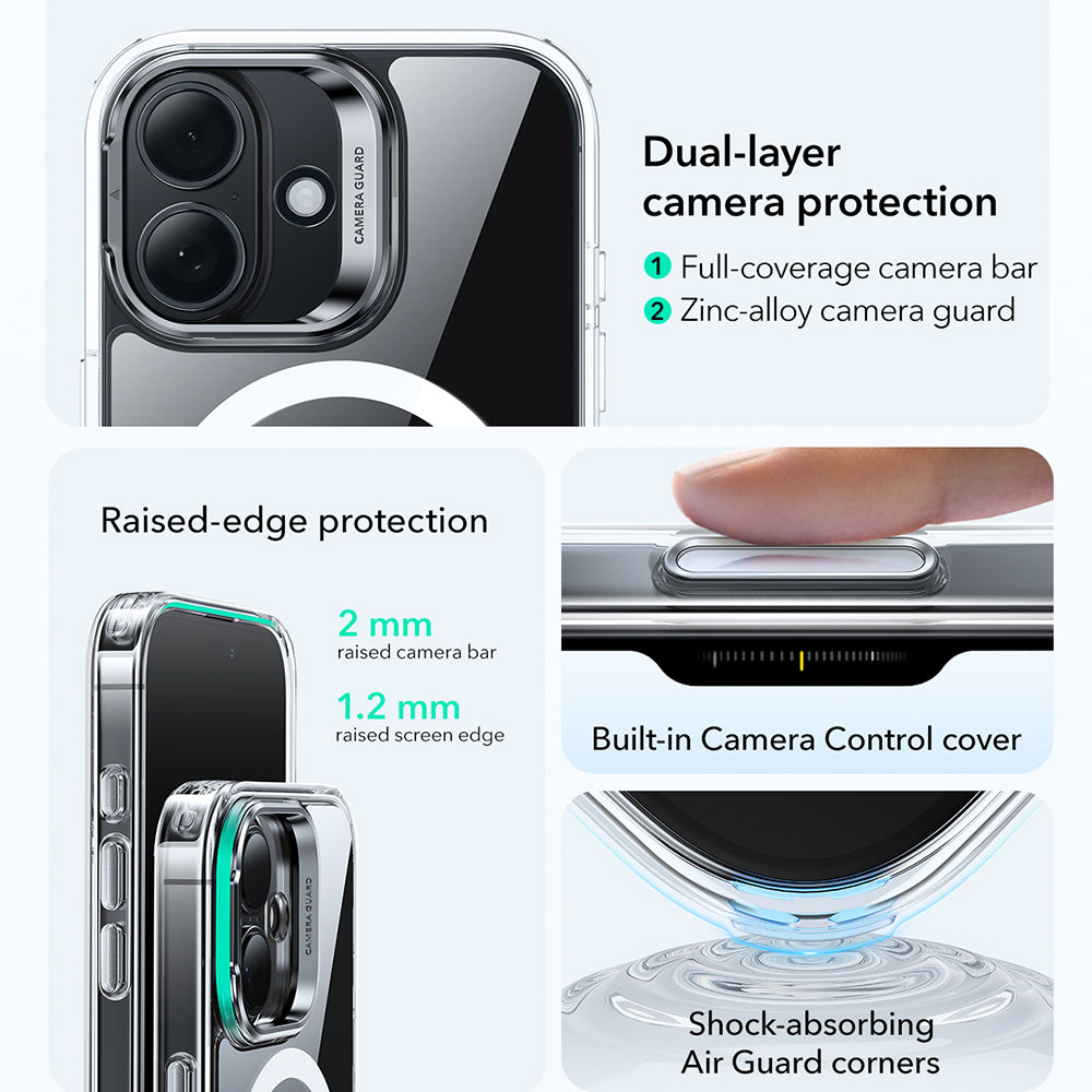 MagSafe hoesje voor Apple iPhone 17, ESR, Classic Hybrid Kickstand, Transparant