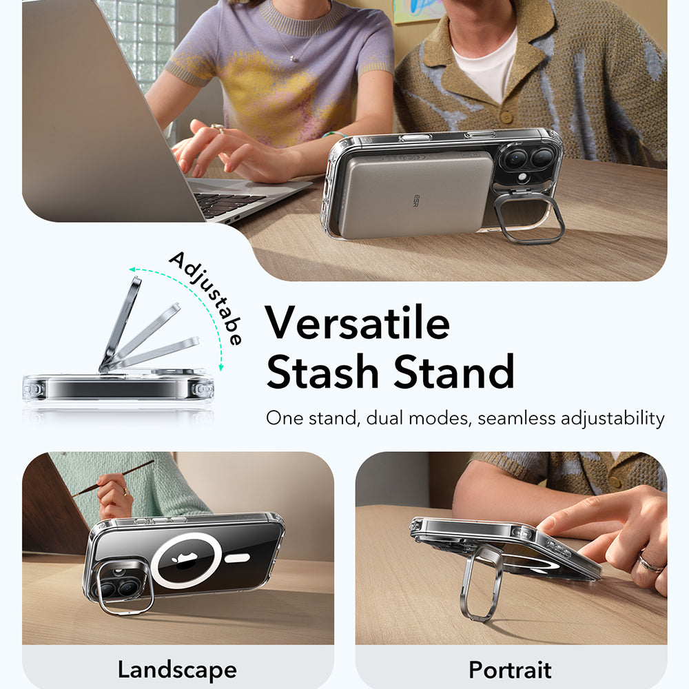 MagSafe hoesje voor Apple iPhone 17, ESR, Classic Hybrid Kickstand, Transparant