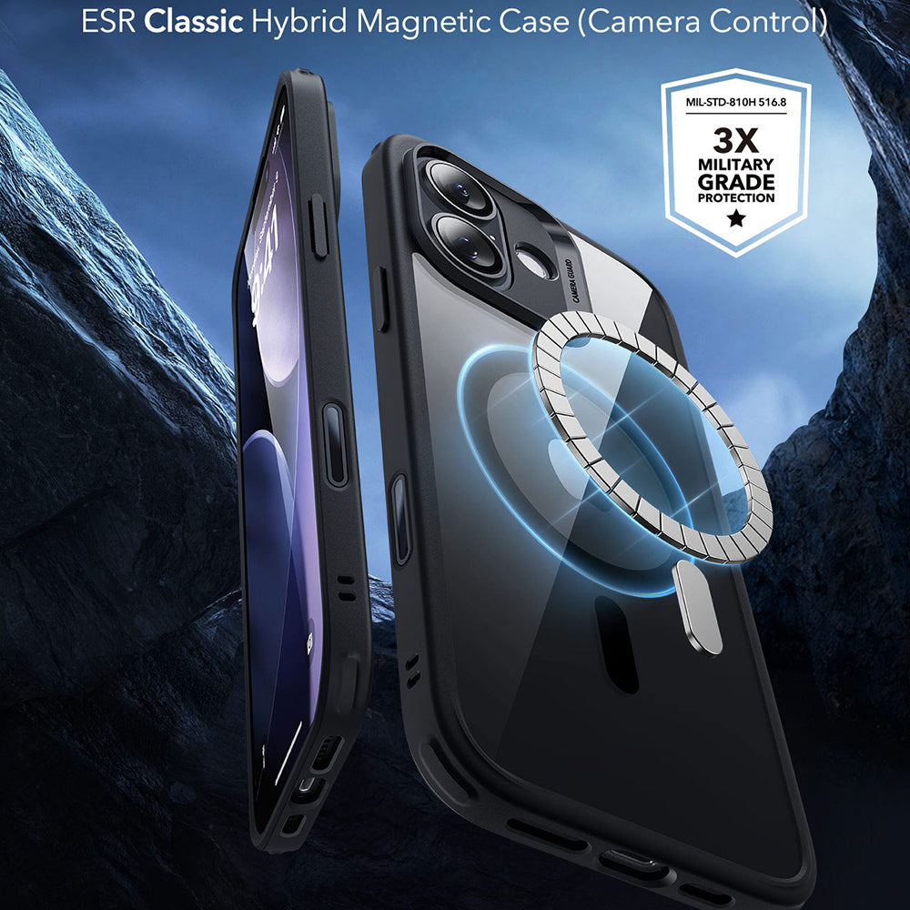 MagSafe hoes voor Apple iPhone 17, ESR, Classic Hybrid, Zwart Transparant