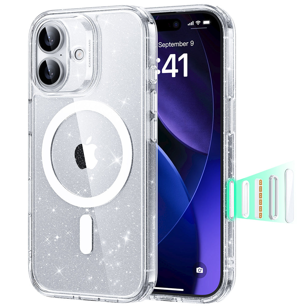 MagSafe Case for Apple iPhone 17, ESR, Classic Hybrid Shimmer, Transparent