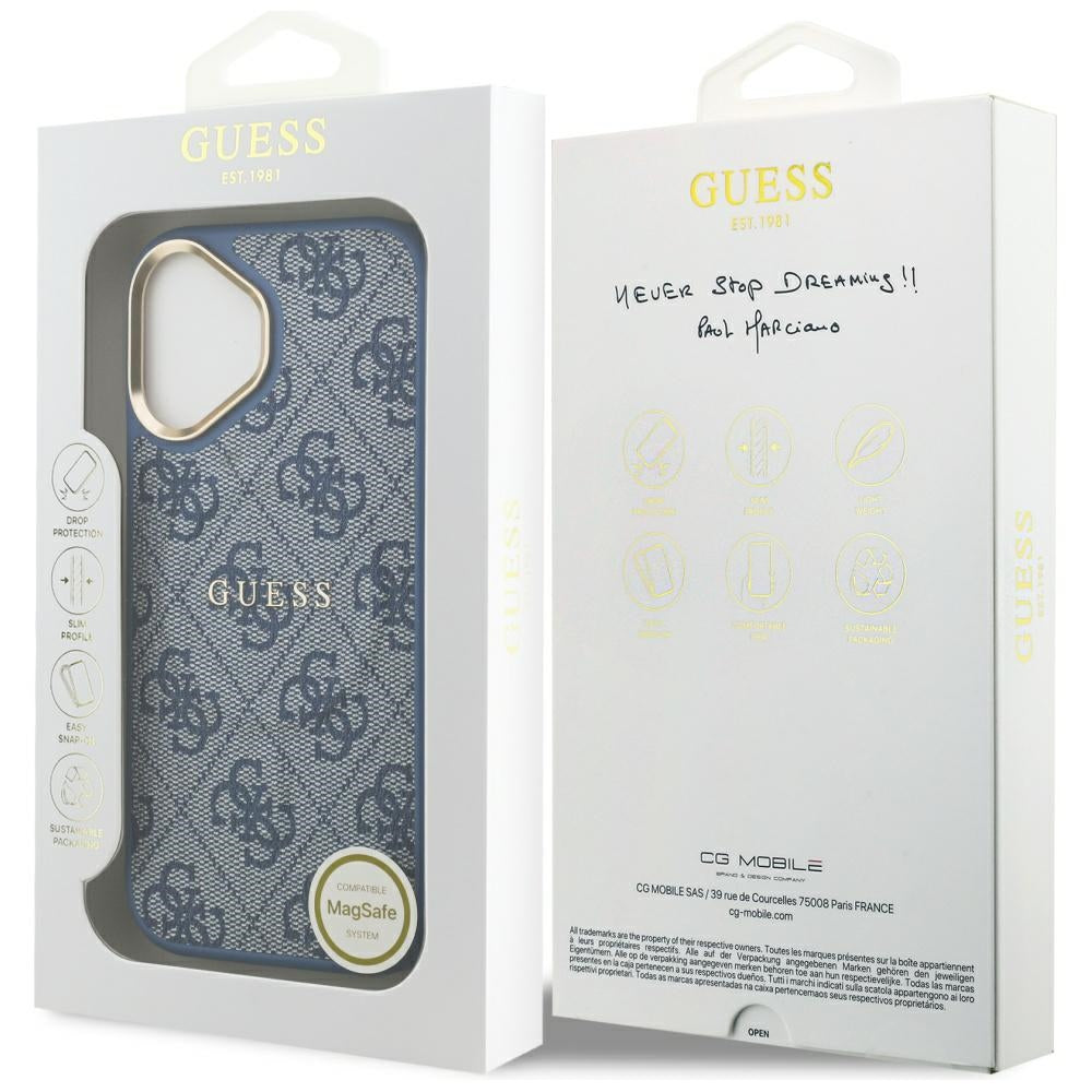 MagSafe hoesje voor Apple iPhone 17, Guess, 4G Classic, Blauw