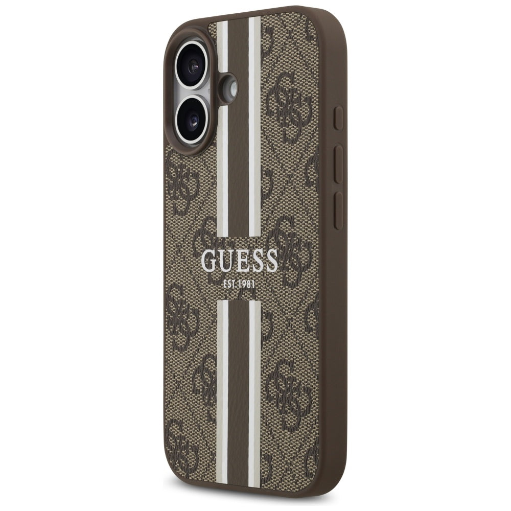 MagSafe hoesje voor Apple iPhone 17, Guess, 4G Printed Stripes, Bruin