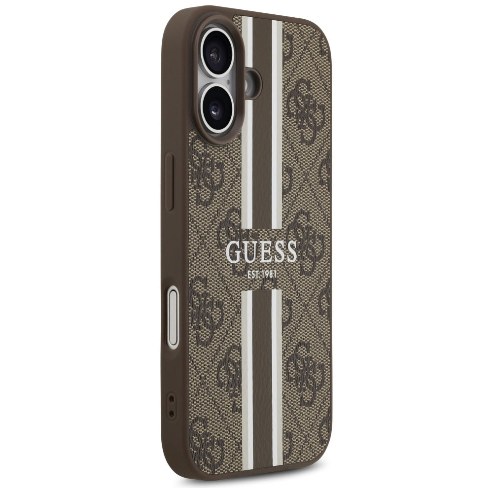 MagSafe hoesje voor Apple iPhone 17, Guess, 4G Printed Stripes, Bruin
