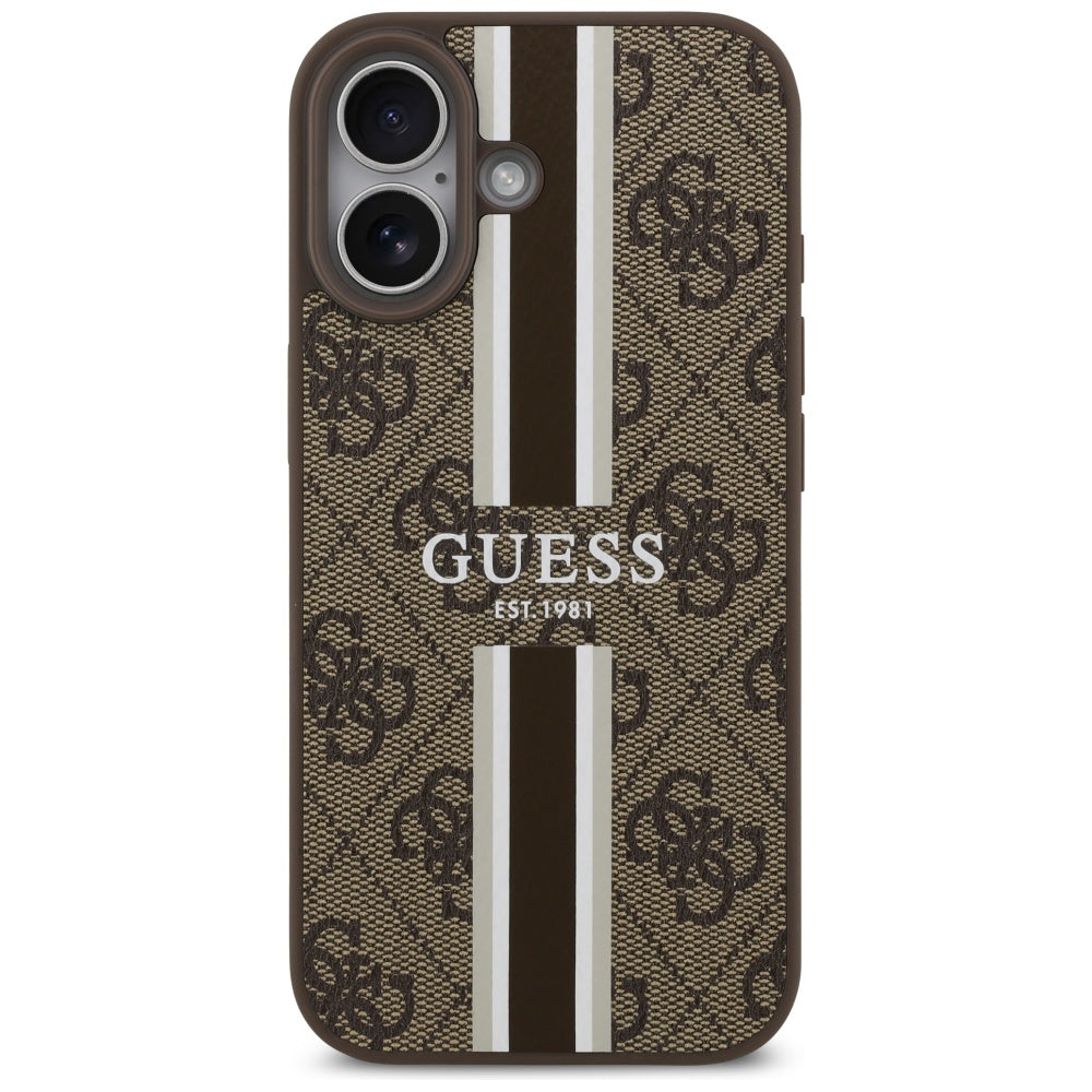 MagSafe hoesje voor Apple iPhone 17, Guess, 4G Printed Stripes, Bruin
