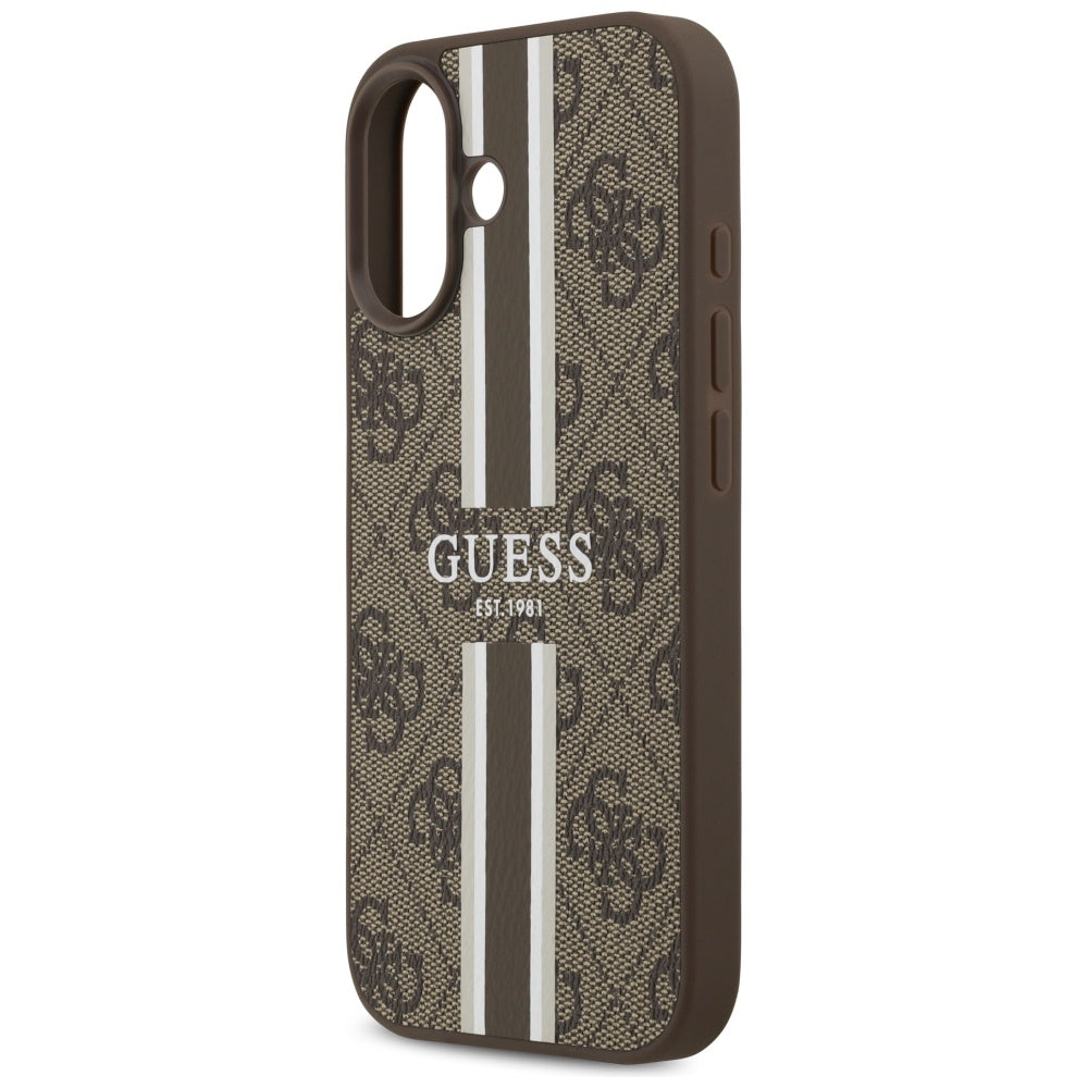 MagSafe hoesje voor Apple iPhone 17, Guess, 4G Printed Stripes, Bruin