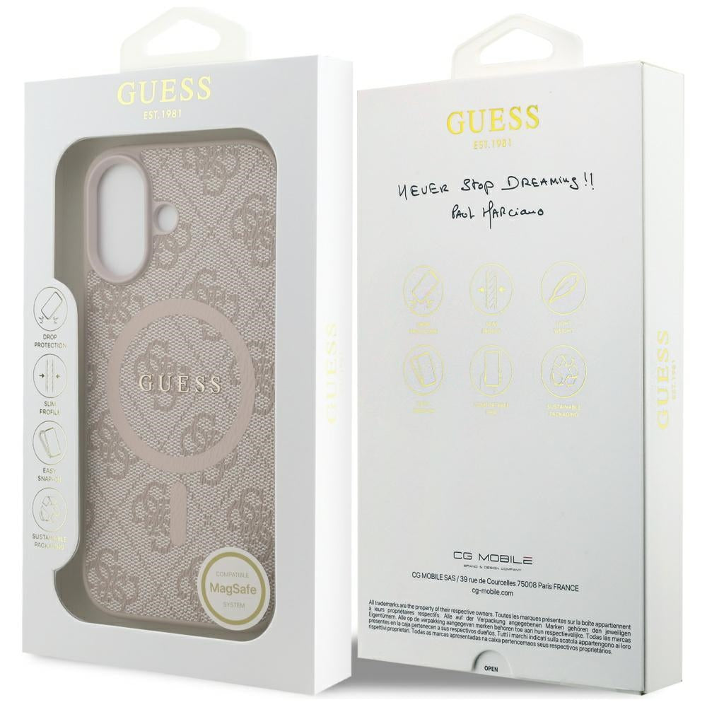 MagSafe hoesje voor Apple iPhone 17, Guess, 4G Ring Classic Logo, Roze