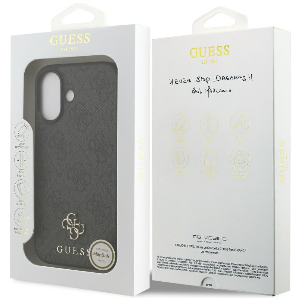 MagSafe hoesje voor Apple iPhone 17, Guess, 4G Small en Classic Logo, Zwart
