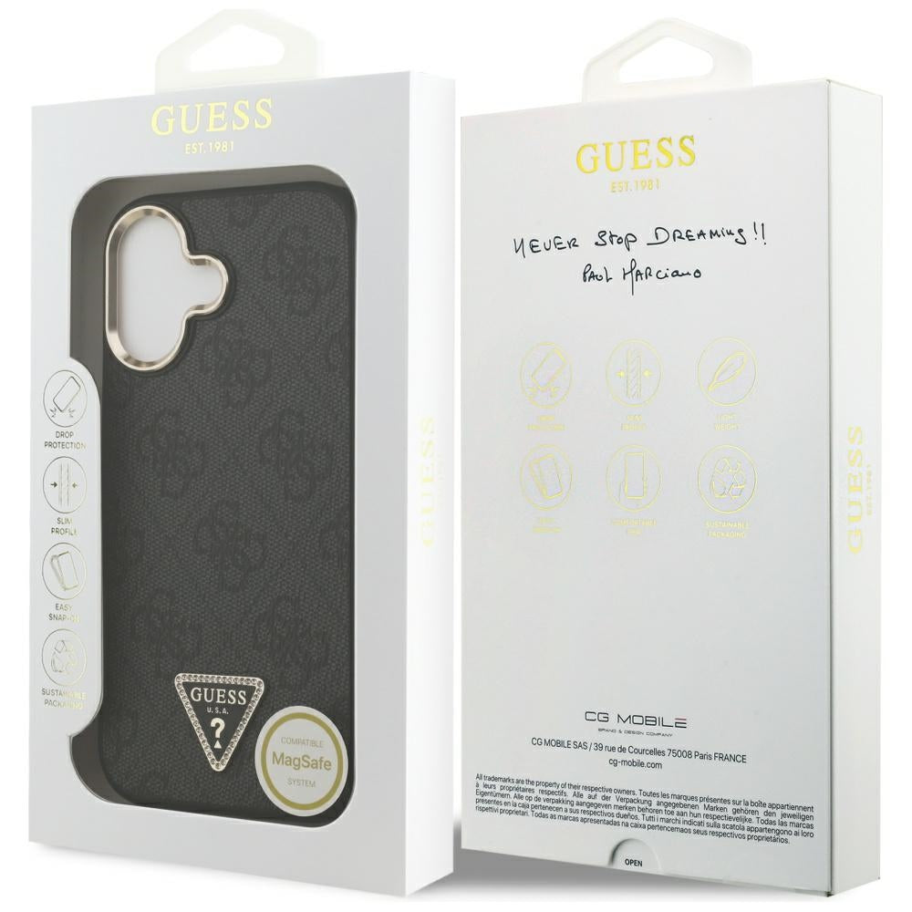 MagSafe hoesje voor Apple iPhone 17, Guess, 4G Triangle Diamond Logo, Zwart