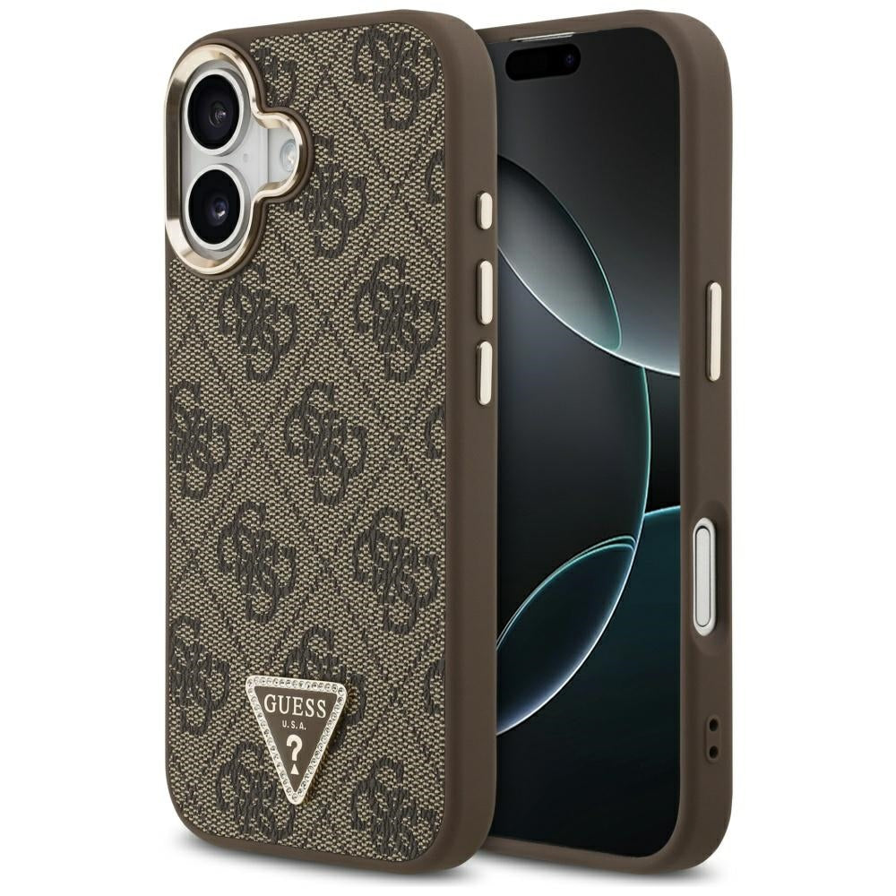 MagSafe hoesje voor Apple iPhone 17, Guess, 4G Triangle Logo, Goudbruin