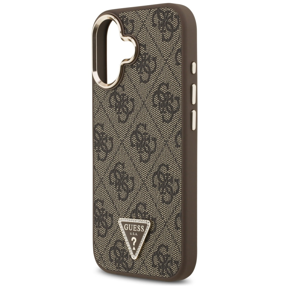 MagSafe hoesje voor Apple iPhone 17, Guess, 4G Triangle Logo, Goudbruin