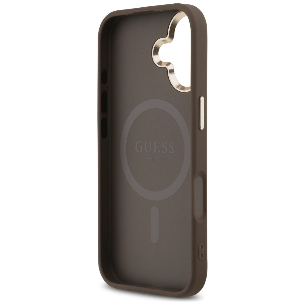 MagSafe hoesje voor Apple iPhone 17, Guess, 4G Triangle Logo, Goudbruin