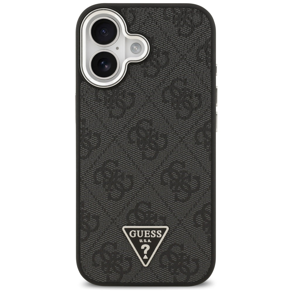 MagSafe hoesje voor Apple iPhone 17, Guess, 4G Triangle Logo, Zwart Zilver