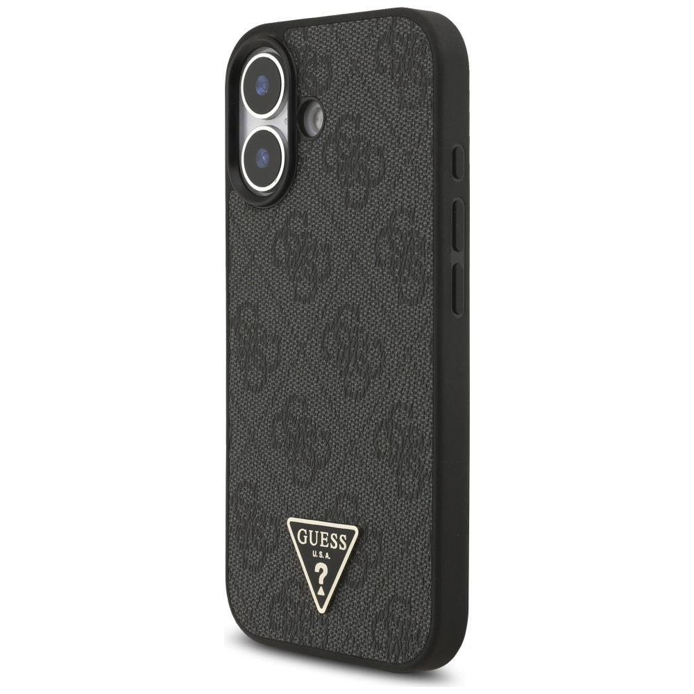 MagSafe hoesje voor Apple iPhone 17, Guess, 4G Triangle Logo met koordriem, Zwart