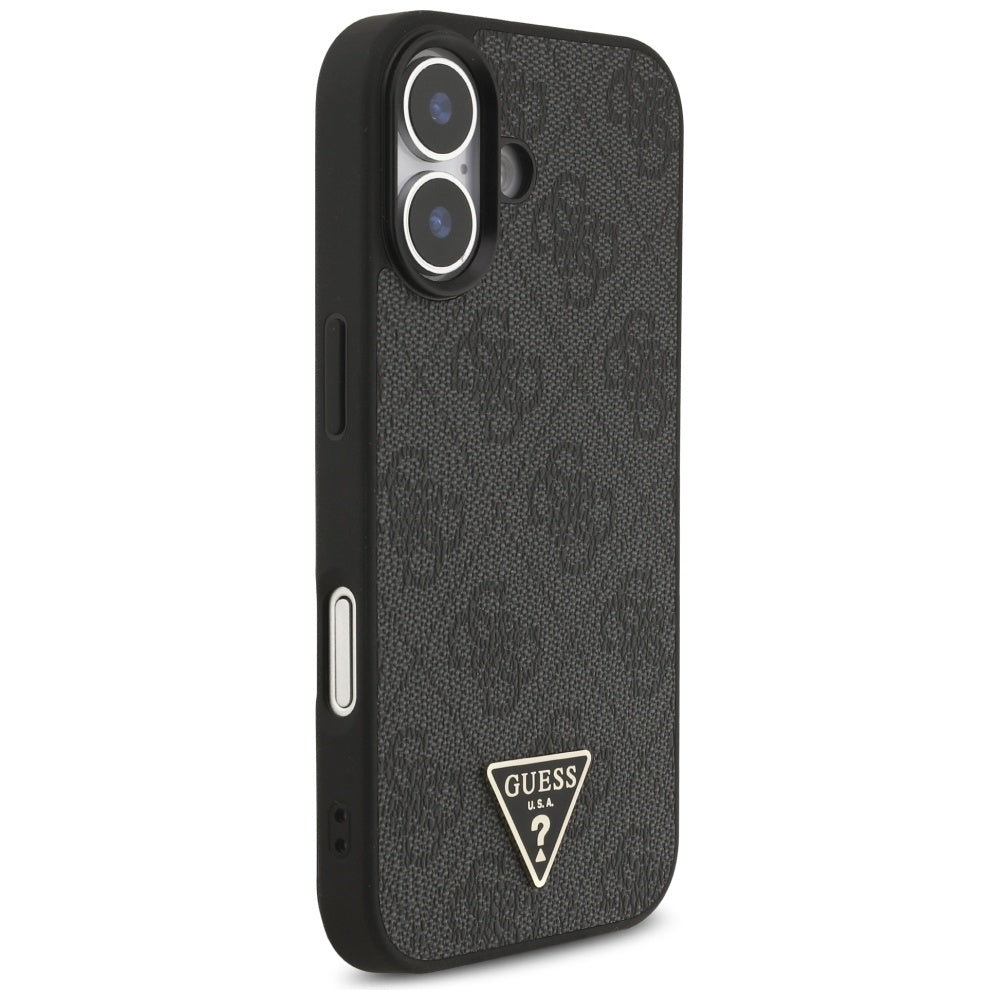 MagSafe hoesje voor Apple iPhone 17, Guess, 4G Triangle Logo met koordriem, Zwart