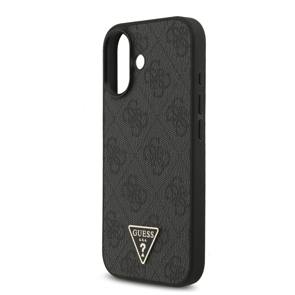 MagSafe hoesje voor Apple iPhone 17, Guess, 4G Triangle Logo met koordriem, Zwart