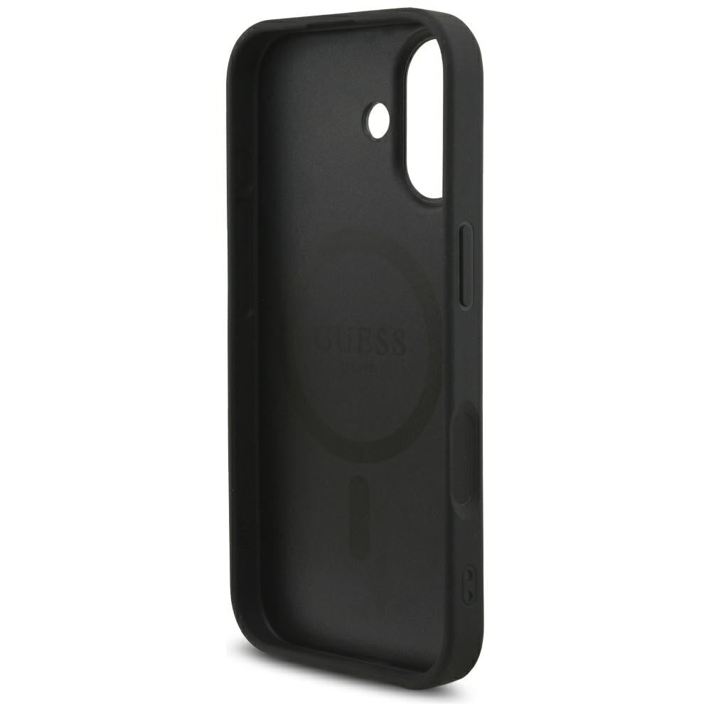MagSafe hoesje voor Apple iPhone 17, Guess, 4G Triangle Logo met koordriem, Zwart