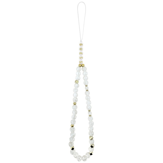 MagSafe hoesje voor Apple iPhone 17, Guess, IML Flowers met Parelband, Wit