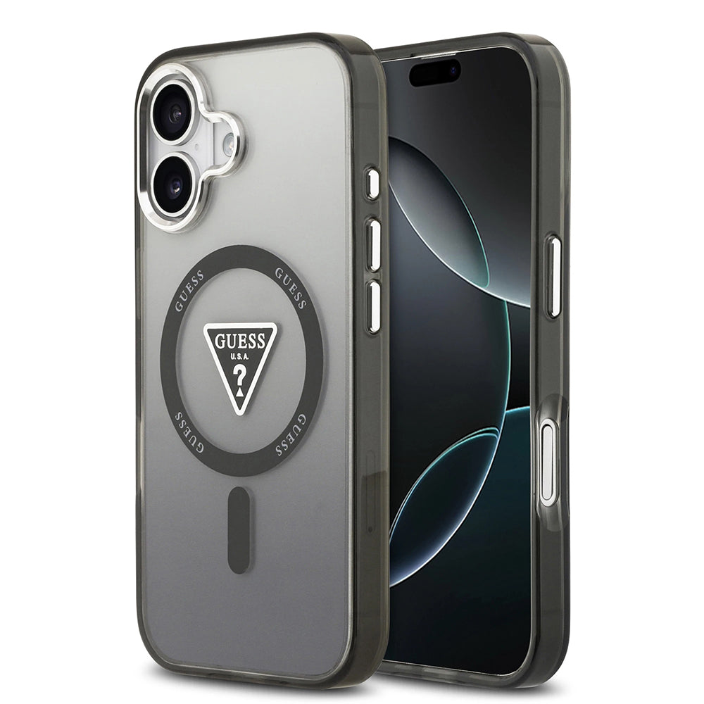 MagSafe hoesje voor Apple iPhone 17, Guess, IML Gradient Triangle Logo, Zwart