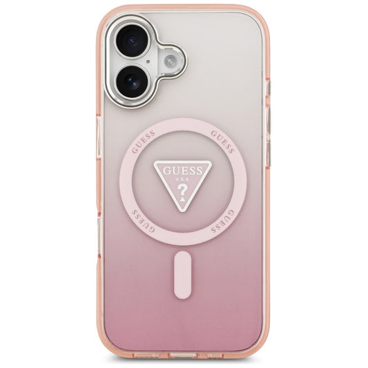 MagSafe hoesje voor Apple iPhone 17, Guess, IML Gradient Triangle Logo, Roze