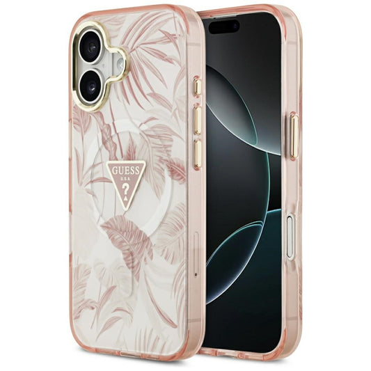 MagSafe hoesje voor Apple iPhone 17, Guess, Jungle Tonal Triangle, Roze