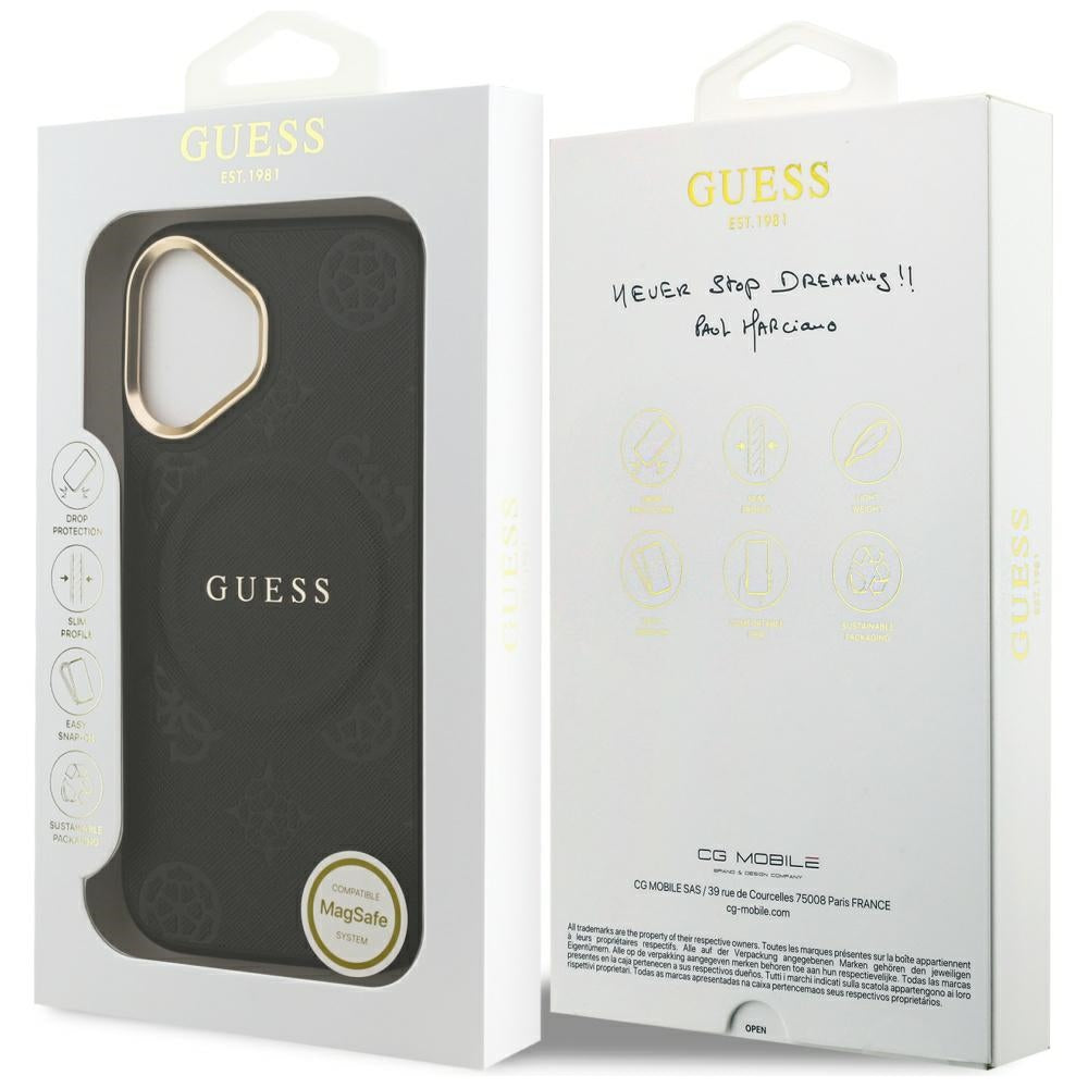 MagSafe hoesje voor Apple iPhone 17, Guess, Peony Hot Stamp, Zwart