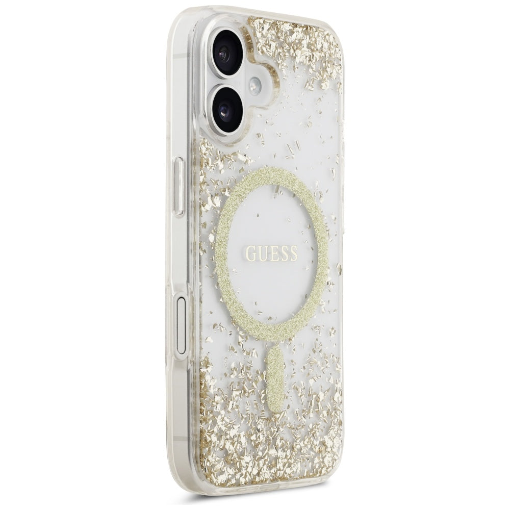 MagSafe hoesje voor Apple iPhone 17, Guess, Resin Bottom Glitter, Goud