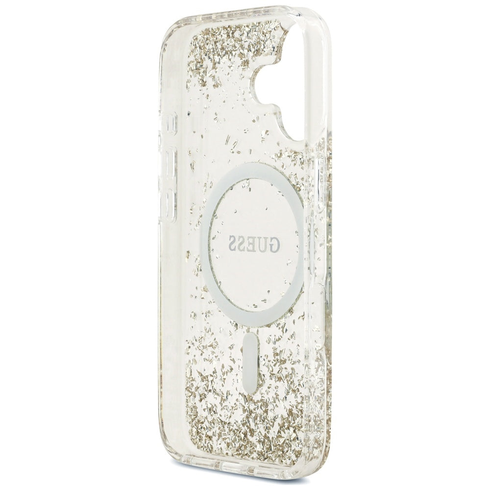 MagSafe hoesje voor Apple iPhone 17, Guess, Resin Bottom Glitter, Goud