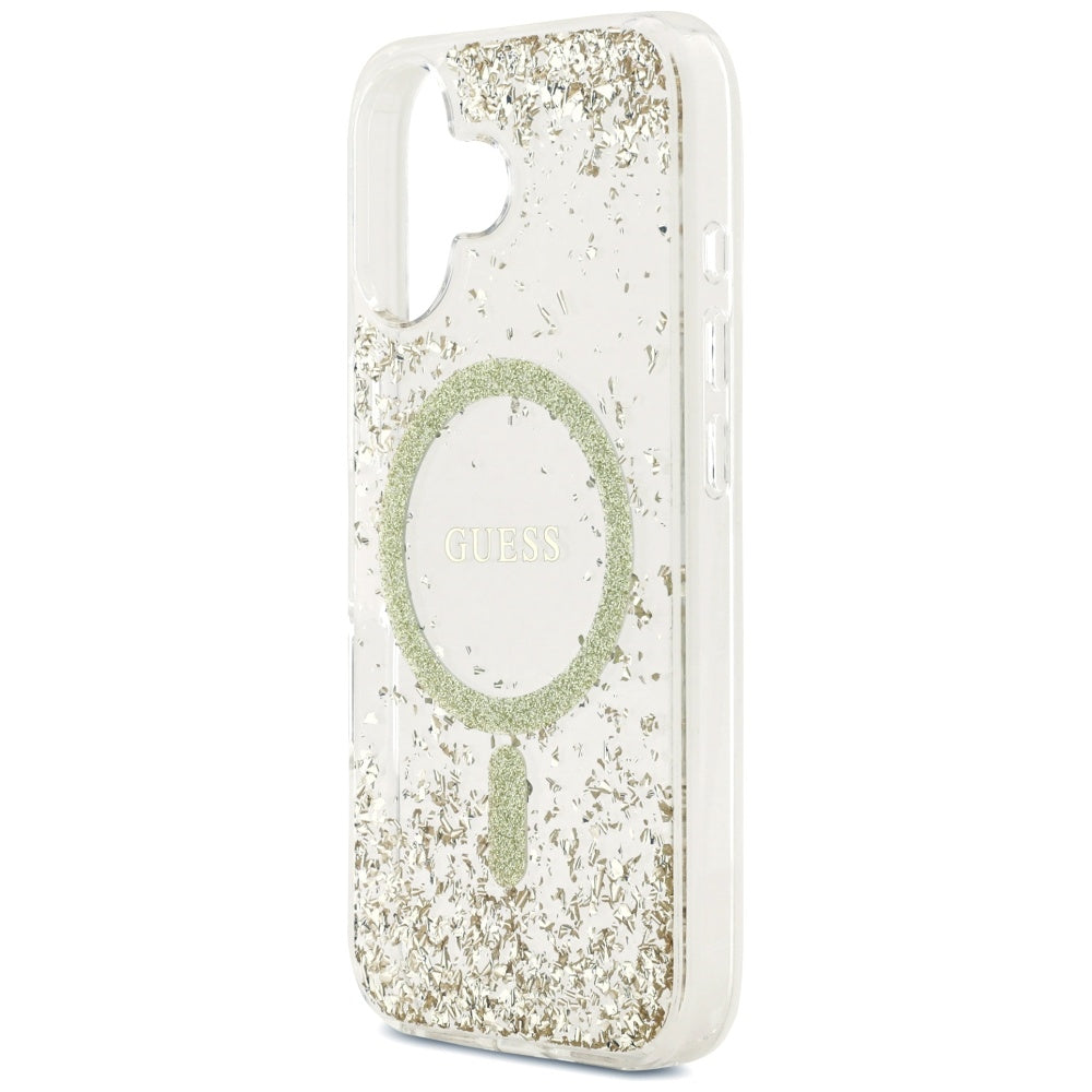 MagSafe hoesje voor Apple iPhone 17, Guess, Resin Bottom Glitter, Goud