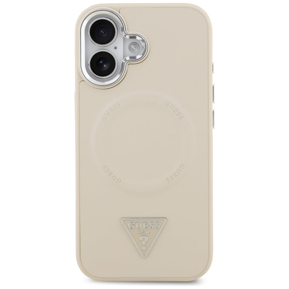 MagSafe hoesje voor Apple iPhone 17, Guess, Triangle Logo, Beige Zilver
