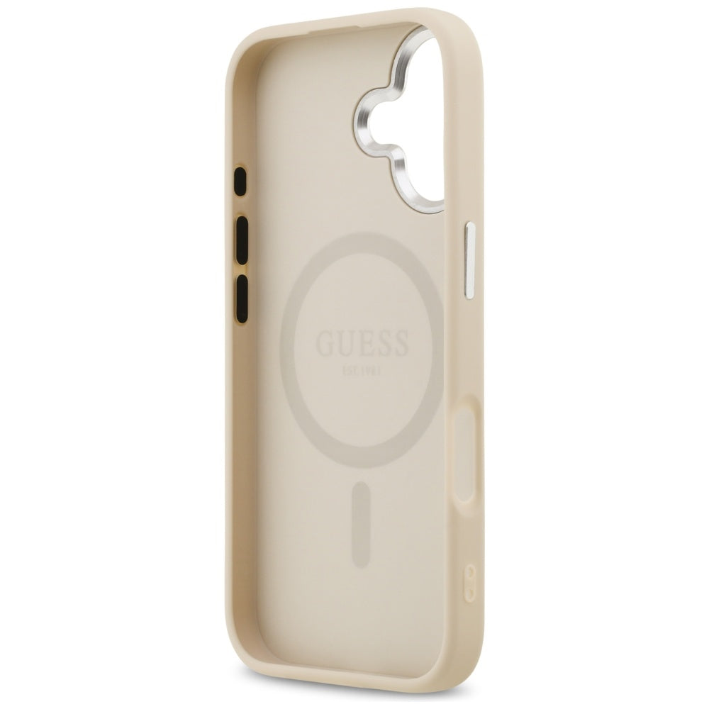 MagSafe hoesje voor Apple iPhone 17, Guess, Triangle Logo, Beige Zilver