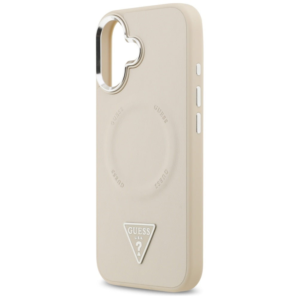 MagSafe hoesje voor Apple iPhone 17, Guess, Triangle Logo, Beige Zilver