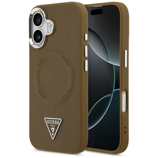 MagSafe hoesje voor Apple iPhone 17, Guess, Triangle Logo, Zilverbruin