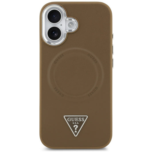 MagSafe hoesje voor Apple iPhone 17, Guess, Triangle Logo, Zilverbruin