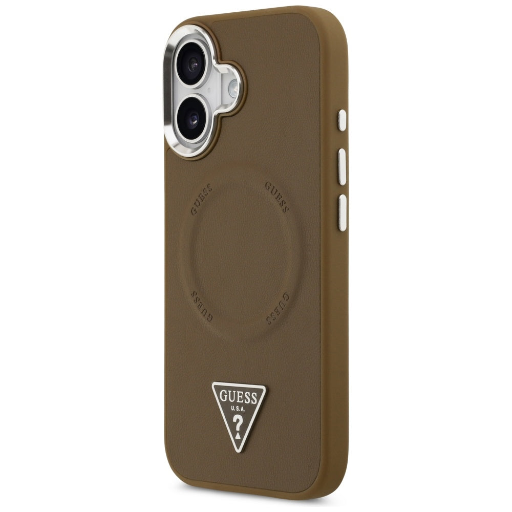 MagSafe hoesje voor Apple iPhone 17, Guess, Triangle Logo, Zilverbruin
