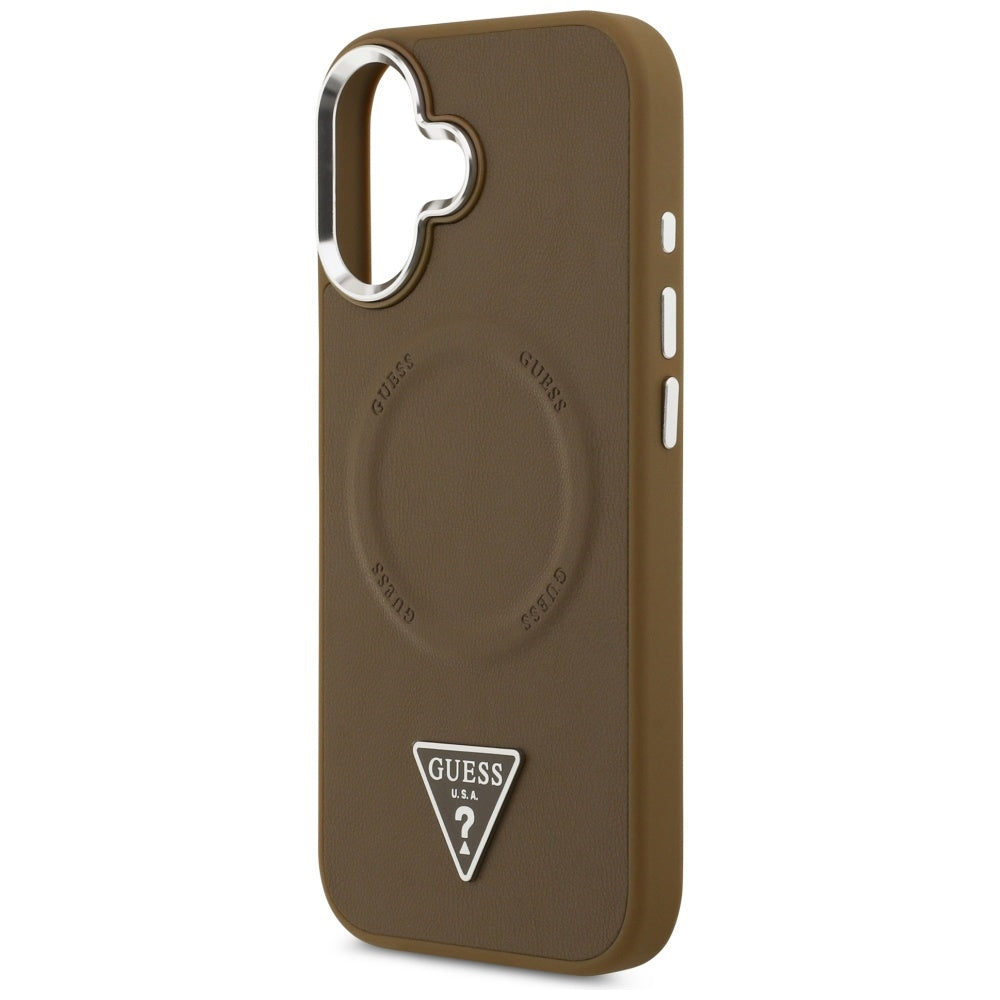 MagSafe hoesje voor Apple iPhone 17, Guess, Triangle Logo, Zilverbruin