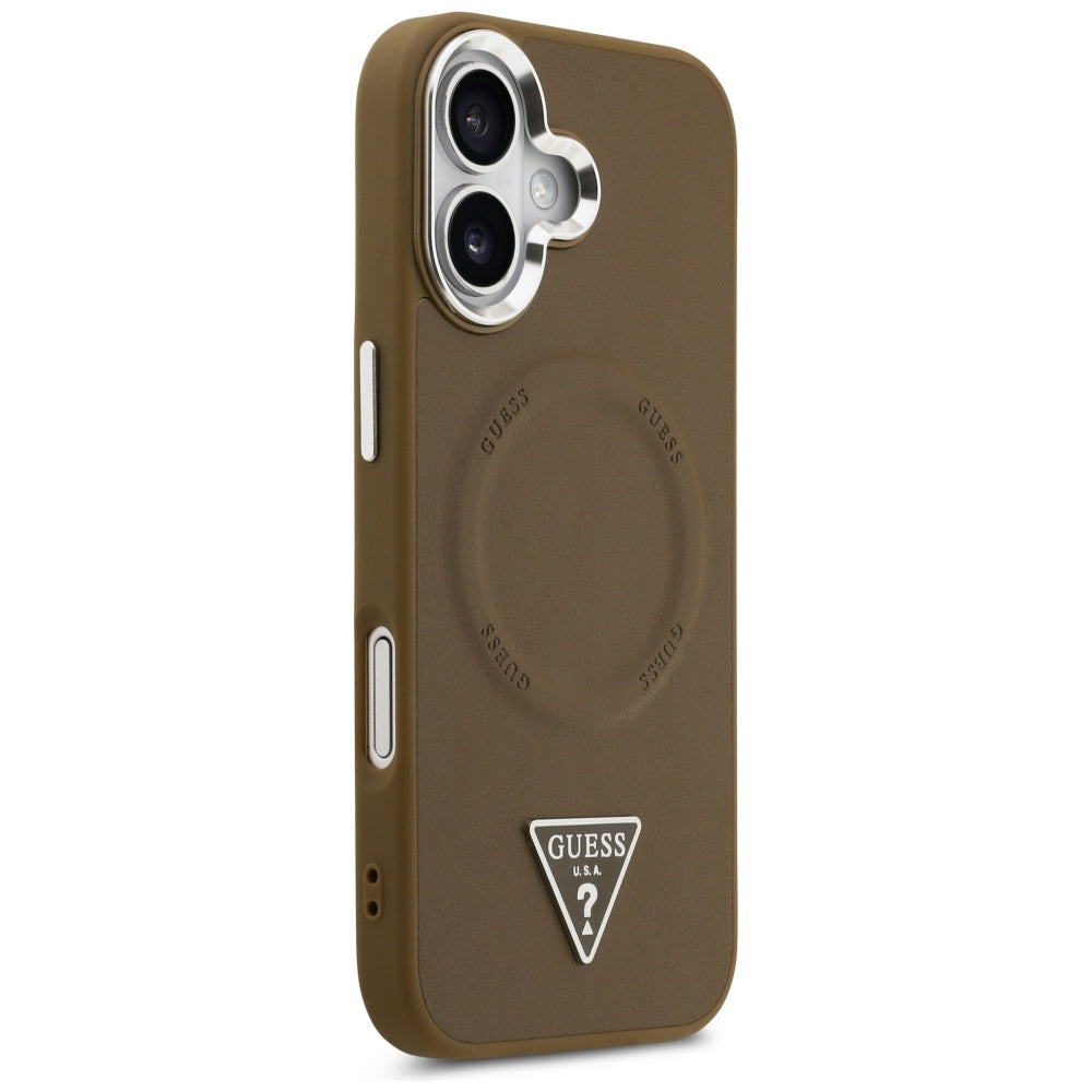 MagSafe hoesje voor Apple iPhone 17, Guess, Triangle Logo, Zilverbruin