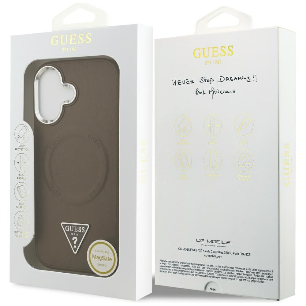 MagSafe hoesje voor Apple iPhone 17, Guess, Triangle Logo, Zilverbruin