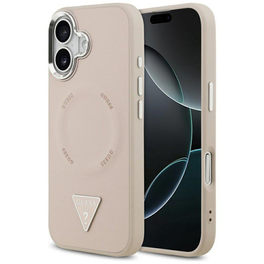 MagSafe hoesje voor Apple iPhone 17, Guess, Triangle Logo, Roze Zilver