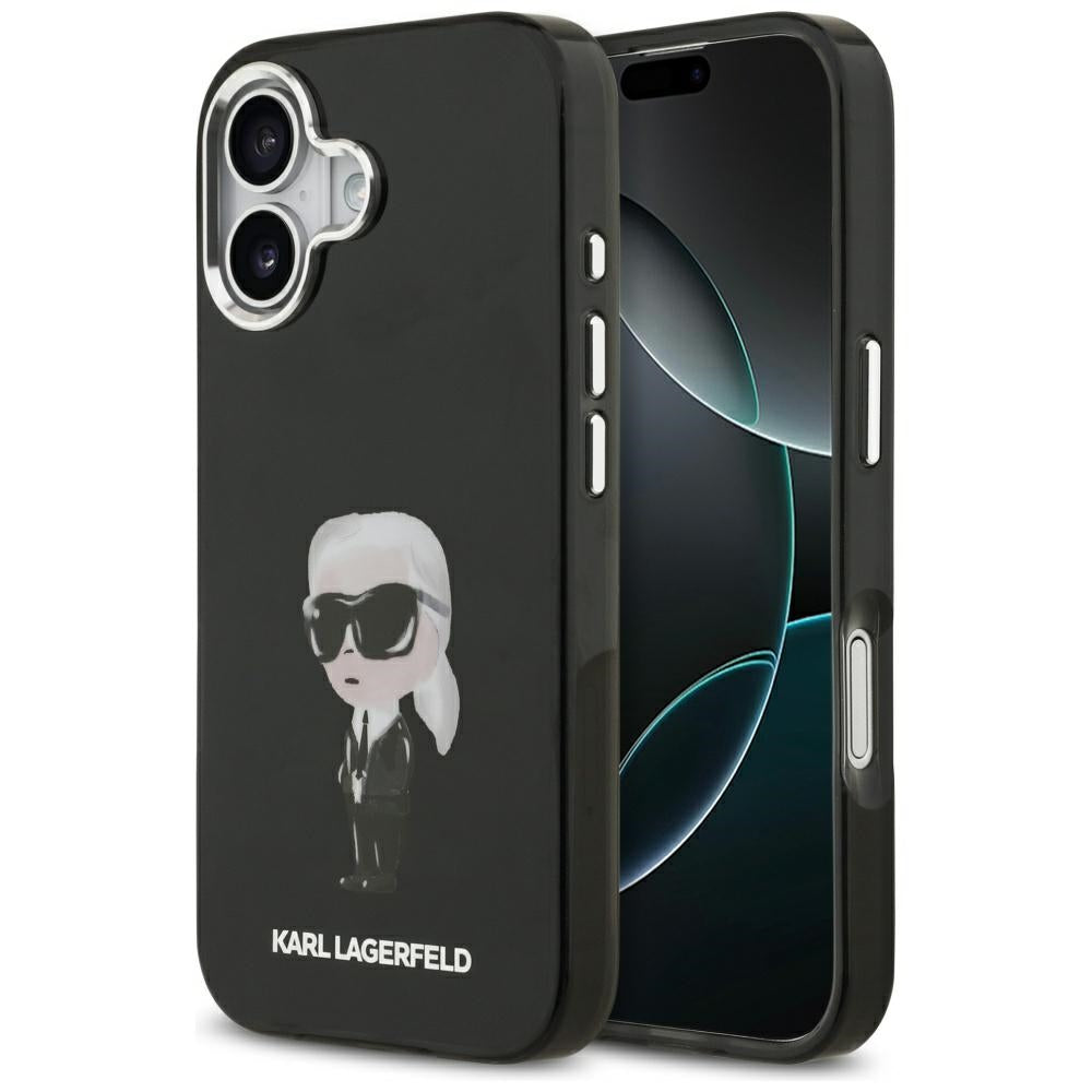 MagSafe hoes voor Apple iPhone 17, Karl Lagerfeld, IML Aquarelle Karl Ikonik, Zwart